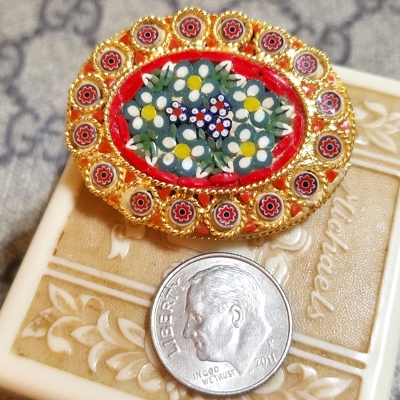 Vintage Micro Mosaic MINT Brooch - Picture 7 of 7